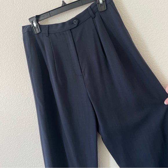 Doncaster High Waisted Wool Trousers/Slacks Navy Blue Size 10 - Picture 7 of 16